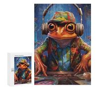 Jigsaw Puzzles 300 PCS for Teenagers Frog DJ Music Party Jigsaw Puzzles for Adults Enhance Memory Parent-child Interaction Toy Intellectual Game 300 PCS