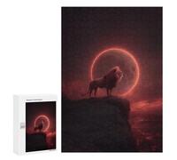 Jigsaw Puzzles 300 PCS for Teenagers Lion on Rocky Cliff with Full Moon Jigsaws for Adults Puzzle Enhance Memory Educational Challenge Stress Reduction Gifts 300 PCS