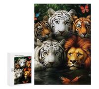 Jigsaw Puzzles 300 PCS for Teenagers Tiger, Lion, Butterfly, Jungle Jigsaw Puzzles for Adults Enhance Memory Parent-child Interaction Toy Intellectual Game 300 PCS