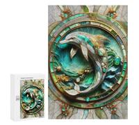 Jigsaw Puzzles 300 PCS for Teenagerss Abstract Dolphin Kintsugi Jigsaws for Adults Relax Games Precision Cutting Deal As Gifts for The Whole Family 300 PCS