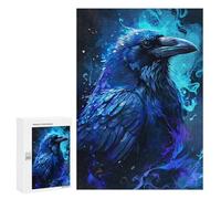 Jigsaw Puzzles 300 PCS for Teenagerss Abstract Raven Blue Flames Jigsaw for Adults DIY Toys Analysis And Logic Deal As Gifts for The Whole Family 300 PCS
