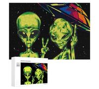 Jigsaw Puzzles 300 PCS for Teenagerss Aliens in Space Peaceful Encounter Jigsaw Puzzle DIY Toys A Work of Art Deal As Gifts for The Whole Family 300 PCS