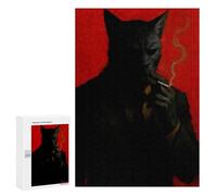 Jigsaw Puzzles 300 PCS for Teenagerss Anthropomorphic Cat Smoking Cigarette Jigsaw for Adults Hands-on Game But Fun And Humorous for Birthday, Chrismas 300 PCS