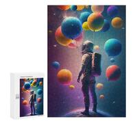 Jigsaw Puzzles 300 PCS for Teenagerss Astronaut Floating with Balloons -1 Jigsaw for Adults Hands-on Game Wall Art Challenging To Complete 300 PCS