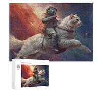 Jigsaw Puzzles 300 PCS for Teenagerss Astronaut Riding A Giant Cat in Space Jigsaws for Adults Hands-on Game But Fun And Humorous Deal As Gifts for The Whole Family 300 PCS