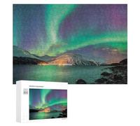 Jigsaw Puzzles 300 PCS for Teenagerss Aurora Borealis Over Snow-Capped Mountains Jigsaw Puzzle DIY Toys A Work of Art Deal As Gifts for The Whole Family 300 PCS
