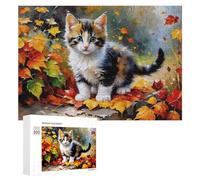 Jigsaw Puzzles 300 PCS for Teenagerss Autumn Leaves Kitten Painting Jigsaws for Adults Hands-on Game But Fun And Humorous Deal As Gifts for The Whole Family 300 PCS