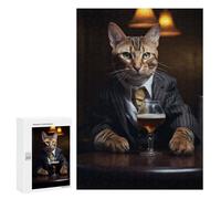 Jigsaw Puzzles 300 PCS for Teenagerss Bengal Cat in The Pub Jigsaw for Adults Hands-on Game But Fun And Humorous for Birthday, Chrismas 300 PCS