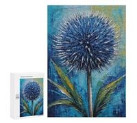 Jigsaw Puzzles 300 PCS for Teenagerss Blue Echinops Flower Painting Jigsaws for Adults Toy Wall Decor Difficult Hard Challenging To Complete 300 PCS