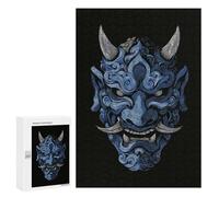 Jigsaw Puzzles 300 PCS for Teenagerss Blue Oni Mask Illustration Jigsaws for Adults Hands-on Game But Fun And Humorous Birthday Present, Gifts, 300 PCS
