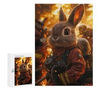 Jigsaw Puzzles 300 PCS for Teenagerss Brave Bunny Firefighter Jigsaws for Adults Hands-on Game But Fun And Humorous Birthday Present, Gifts, 300 PCS