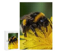 Jigsaw Puzzles 300 PCS for Teenagerss Bumblebee on Yellow Flower Puzzles for Adults Fun Games Difficult Hard Challenging To Complete 300 PCS