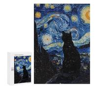 Jigsaw Puzzles 300 PCS for Teenagerss Cat Stary Night Jigsaw for Adults DIY Toys Analysis And Logic Deal As Gifts for The Whole Family 300 PCS