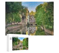 Jigsaw Puzzles 300 PCS for Teenagerss Charming Canal Scene with Half-Timbered Houses Jigsaw Puzzle DIY Toys A Work of Art Deal As Gifts for The Whole Family 300 PCS