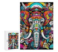 Jigsaw Puzzles 300 PCS for Teenagerss Colorful Elephant Artwork Jigsaws for Adults Hands-on Game But Fun And Humorous Deal As Gifts for The Whole Family 300 PCS