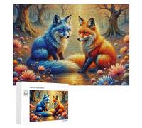 Jigsaw Puzzles 300 PCS for Teenagerss Colorful Foxes in Autumn Forest Jigsaws for Adults Hands-on Game But Fun And Humorous Deal As Gifts for The Whole Family 300 PCS