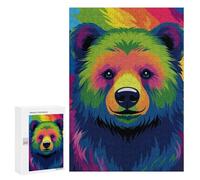 Jigsaw Puzzles 300 PCS for Teenagerss Colorful Rainbow Bear Art Print Puzzles for Adults Fun Games Difficult Hard Challenging To Complete 300 PCS