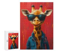Jigsaw Puzzles 300 PCS for Teenagerss Cool Giraffe in Sunglasses Jigsaws for Adults Hands-on Game But Fun And Humorous Birthday Present, Gifts, 300 PCS