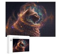 Jigsaw Puzzles 300 PCS for Teenagerss Cosmic Cat Celestial Feline Majesty Jigsaw Puzzle DIY Toys A Work of Art Deal As Gifts for The Whole Family 300 PCS
