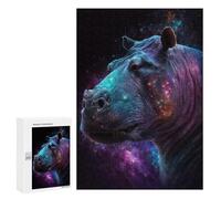 Jigsaw Puzzles 300 PCS for Teenagerss Cosmic Hippo Portrait-4 Puzzles for Adults Fun Games Difficult Hard Challenging To Complete 300 PCS