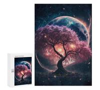 Jigsaw Puzzles 300 PCS for Teenagerss Cosmic Sakura Tree Jigsaws for Adults Toy Wall Decor Difficult Hard Challenging To Complete 300 PCS