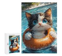 Jigsaw Puzzles 300 PCS for Teenagerss Cute Kitten Swimming Jigsaws for Adults Hands-on Game But Fun And Humorous Birthday Present, Gifts, 300 PCS