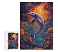 Jigsaw Puzzles 300 PCS for Teenagerss Dolphin in Space Jigsaws for Adults Hands-on Game But Fun And Humorous Birthday Present, Gifts, 300 PCS