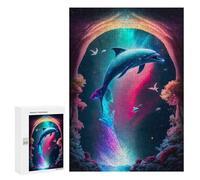 Jigsaw Puzzles 300 PCS for Teenagerss Dolphin's Cosmic Journey Jigsaw for Adults Hands-on Game Wall Art Challenging To Complete 300 PCS