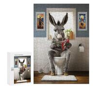 Jigsaw Puzzles 300 PCS for Teenagerss Donkey on The Toilet Jigsaw for Adults Hands-on Game But Fun And Humorous for Birthday, Chrismas 300 PCS