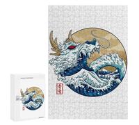 Jigsaw Puzzles 300 PCS for Teenagerss Dragon Wave Off Kanagawa Jigsaws for Adults Toy Wall Decor Difficult Hard Challenging To Complete 300 PCS
