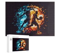 Jigsaw Puzzles 300 PCS for Teenagerss Dynamic Basketball Duel Fire Vs. Ice Jigsaw Puzzle DIY Toys A Work of Art Deal As Gifts for The Whole Family 300 PCS