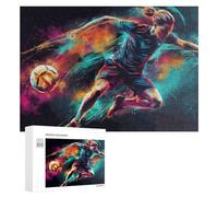 Jigsaw Puzzles 300 PCS for Teenagerss Dynamic Soccer Player in Action -1 Jigsaw Puzzle DIY Toys A Work of Art Deal As Gifts for The Whole Family 300 PCS