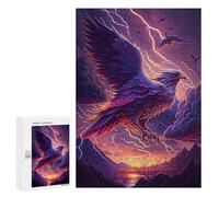 Jigsaw Puzzles 300 PCS for Teenagerss Eagle Lightning Storm Fantasy Artwork Puzzles for Adults Fun Games Difficult Hard Challenging To Complete 300 PCS