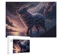 Jigsaw Puzzles 300 PCS for Teenagerss Electric Beast in Stormy Night Jigsaw Puzzle DIY Toys A Work of Art Deal As Gifts for The Whole Family 300 PCS