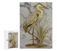 Jigsaw Puzzles 300 PCS for Teenagerss Elegant Golden Heron with Cattails Artwork Adult Jigsaw Puzzle DIY Toys For Family Fun Educational Challenge 300 PCS