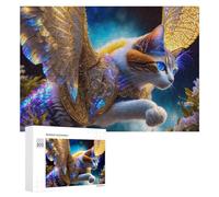Jigsaw Puzzles 300 PCS for Teenagerss Enchanted Winged Cat Fantasy Art Jigsaw Puzzle DIY Toys A Work of Art Deal As Gifts for The Whole Family 300 PCS
