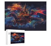 Jigsaw Puzzles 300 PCS for Teenagerss Fantasy Castle with Dragon Reflection Jigsaws for Adults Hands-on Game But Fun And Humorous Deal As Gifts for The Whole Family 300 PCS
