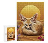 Jigsaw Puzzles 300 PCS for Teenagerss Fennec Fox in Desert Landscape Jigsaws for Adults Relax Games Precision Cutting Deal As Gifts for The Whole Family 300 PCS