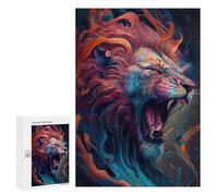 Jigsaw Puzzles 300 PCS for Teenagerss Fiery Lion's Roar Jigsaw for Adults Hands-on Game Wall Art Challenging To Complete 300 PCS