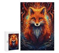 Jigsaw Puzzles 300 PCS for Teenagerss Flame Fox Portrait Jigsaws for Adults Hands-on Game But Fun And Humorous Deal As Gifts for The Whole Family 300 PCS