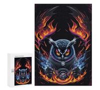 Jigsaw Puzzles 300 PCS for Teenagerss Flaming Owl Artwork -3 Jigsaw for Adults Hands-on Game Wall Art Challenging To Complete 300 PCS