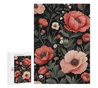 Jigsaw Puzzles 300 PCS for Teenagerss Floral Pattern with Red And Pink Poppies Adult Jigsaw Puzzle Family Game A Work of Art Deal As Gifts for The Whole Family 300 PCS