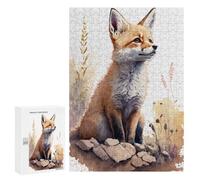 Jigsaw Puzzles 300 PCS for Teenagerss Fox in The Wildflowers Jigsaw for Adults Hands-on Game Wall Art Challenging To Complete 300 PCS