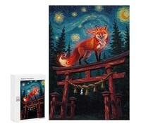 Jigsaw Puzzles 300 PCS for Teenagerss Fox on Torii Gate Under Starry Night Jigsaws for Adults Hands-on Game But Fun And Humorous Birthday Present, Gifts, 300 PCS