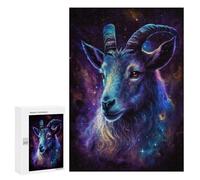 Jigsaw Puzzles 300 PCS for Teenagerss Galactic Goat Portrait -6 Puzzles for Adults Fun Games Difficult Hard Challenging To Complete 300 PCS