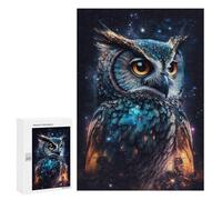 Jigsaw Puzzles 300 PCS for Teenagerss Galactic Owl Art Print-4 Puzzles for Adults Fun Games Difficult Hard Challenging To Complete 300 PCS