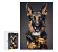 Jigsaw Puzzles 300 PCS for Teenagerss German Sheperd Beer Jigsaws for Adults Toy Wall Decor Difficult Hard Challenging To Complete 300 PCS