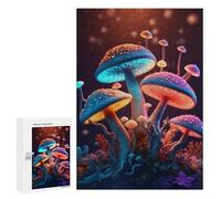 Jigsaw Puzzles 300 PCS for Teenagerss Glowing Mushrooms Fantasy Puzzles for Adults Fun Games Difficult Hard Challenging To Complete 300 PCS