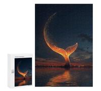 Jigsaw Puzzles 300 PCS for Teenagerss Glowing Whale Tail at Sunset Jigsaws for Adults Relax Games Precision Cutting Deal As Gifts for The Whole Family 300 PCS