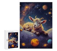 Jigsaw Puzzles 300 PCS for Teenagerss Goat Kid Lying Space Jigsaws for Adults Relax Games Precision Cutting Deal As Gifts for The Whole Family 300 PCS